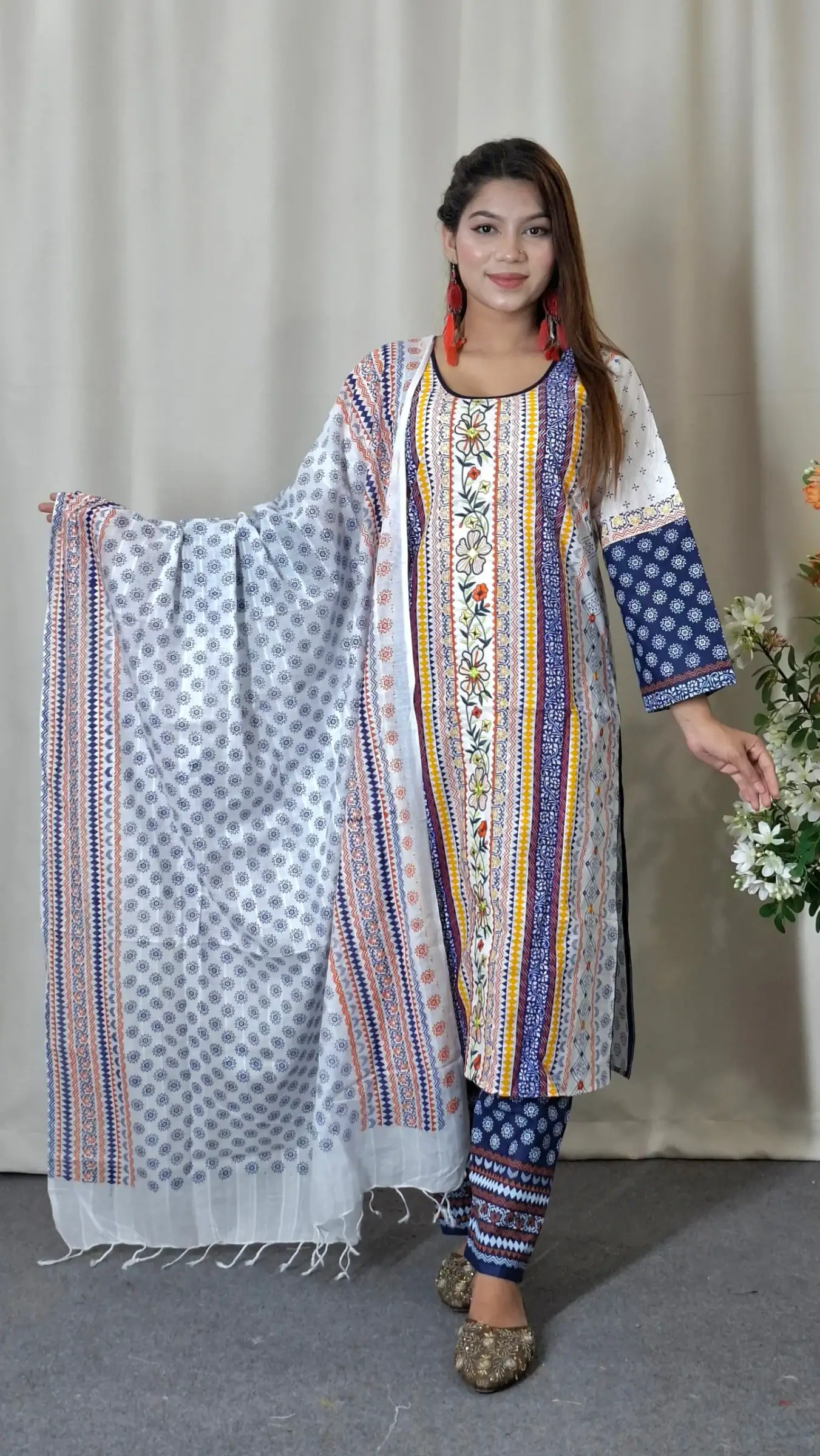 Aarong Cotton Three-Piece (BO-004) — Lavender