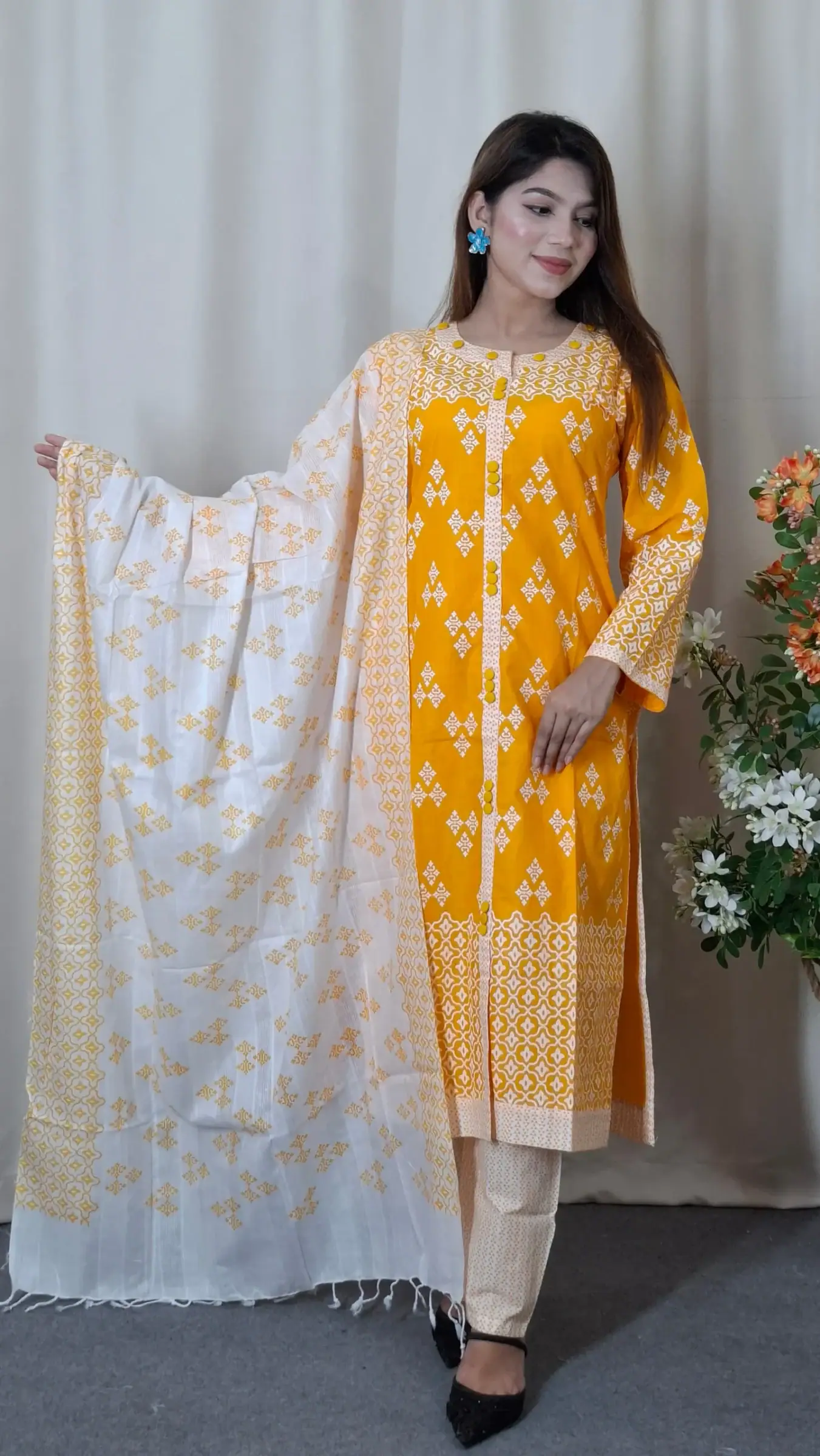 Aarong Cotton Three-Piece (BO-013) — Multicolour