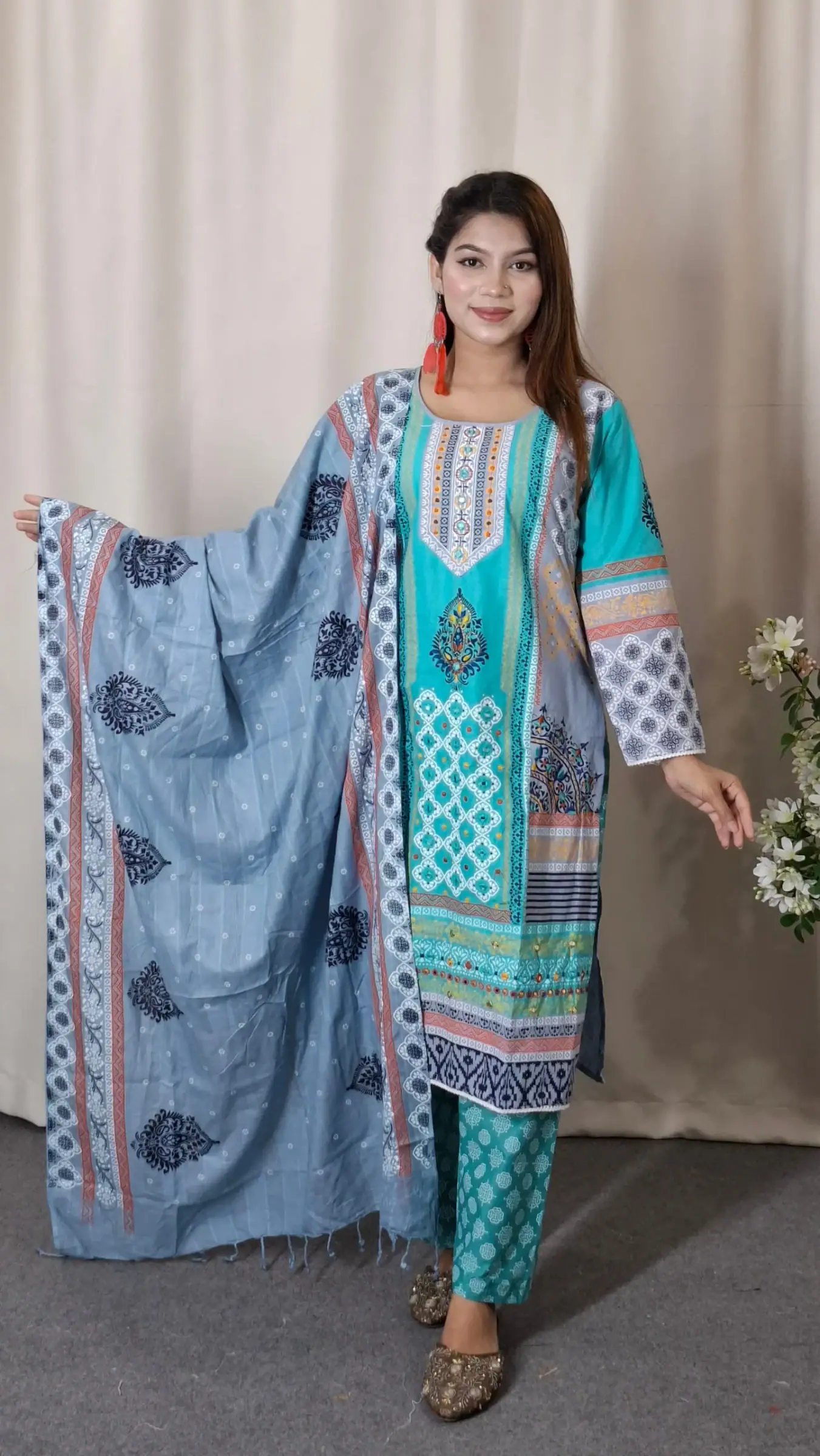 Aarong Cotton Three-Piece (BO-008) — Multicolour