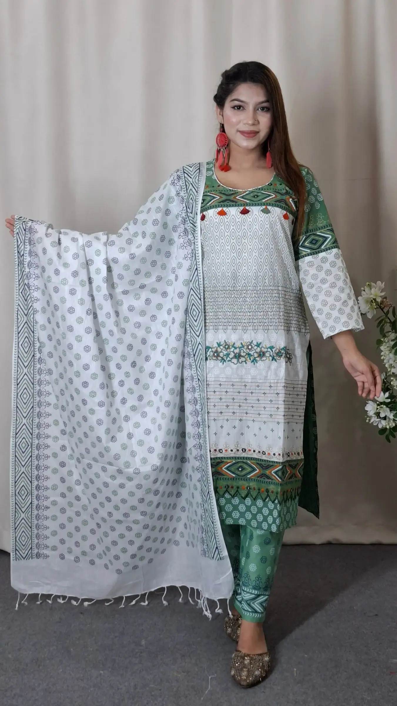 Aarong Cotton Three-Piece (BO-003) — Lavender